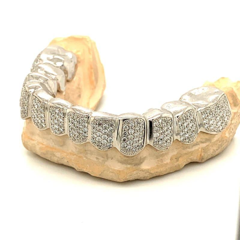 12pc White Gold Diamond Bottom Grillz - Seattle Gold Grillz