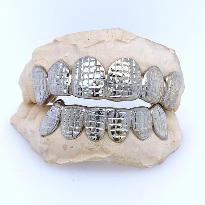 12pc White Gold Princess Cut Grillz - Seattle Gold Grillz