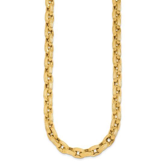 18K Polished Brushed Fancy Cable Link Necklace