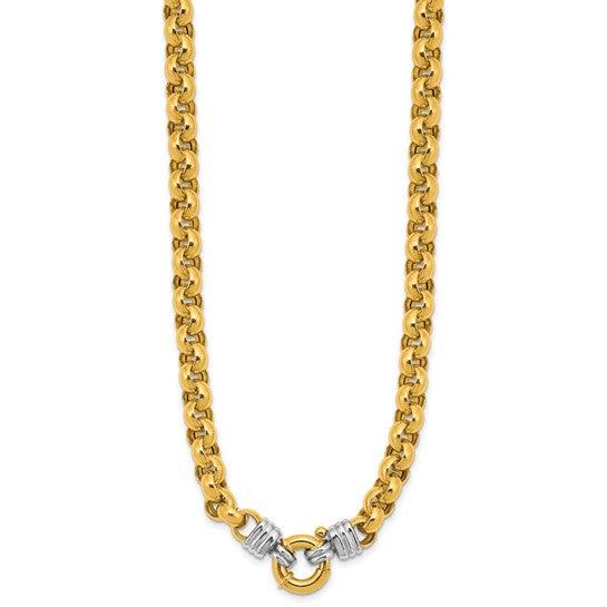 18K Two-tone Polished 7.0mm Rolo Link Necklace