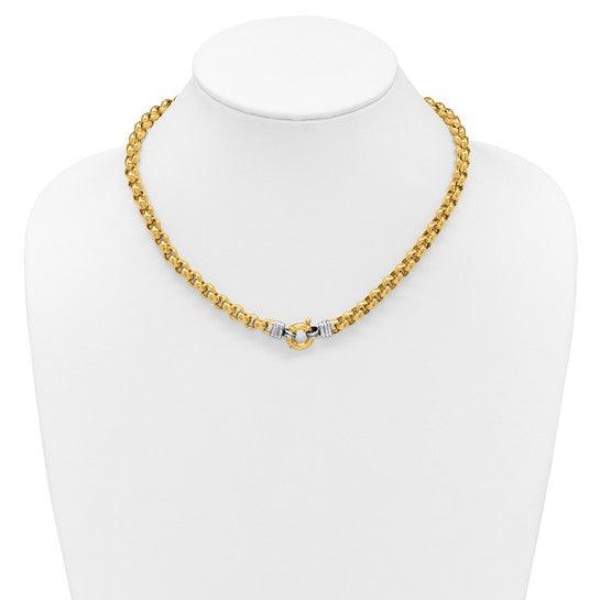 18K Two-tone Polished 7.0mm Rolo Link Necklace