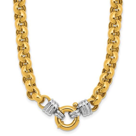 18K Two-tone Polished 7.0mm Rolo Link Necklace