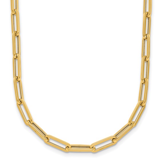 18K yellow gold 4mm semi-solid paperclip chain — supplier representative photo