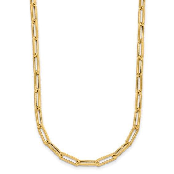 18k Gold 4.0mm Flat Paperclip Necklaces