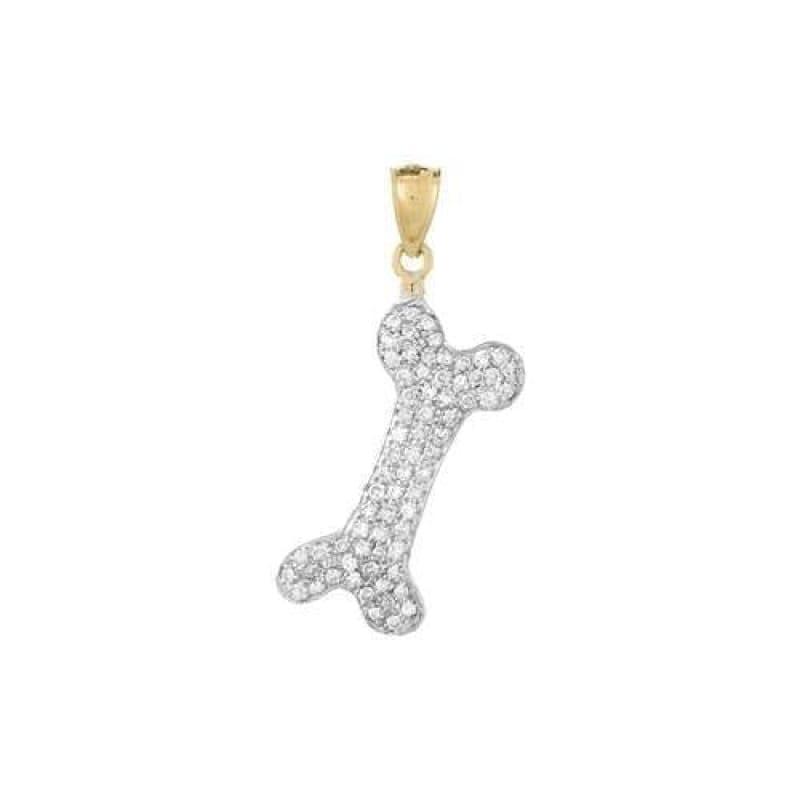 14k .041ctw 3-D Engrave able Dog Bone Pendant - Seattle Gold Grillz