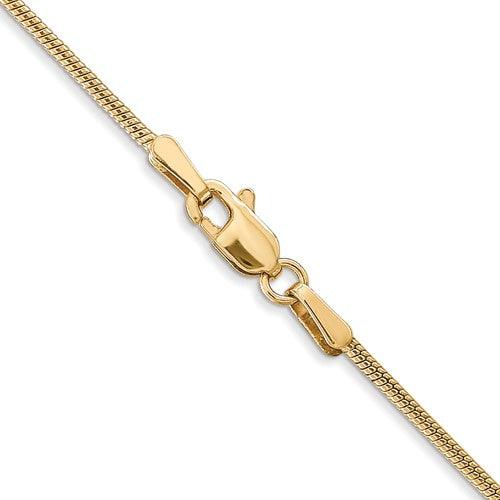 14k 1.3mm Round Snake Chain - Seattle Gold Grillz