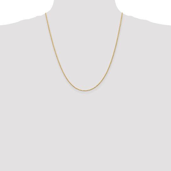 14k 1.3mm Solid Diamond-cut Machine-Made with Lobster Rope Chain - Seattle Gold Grillz