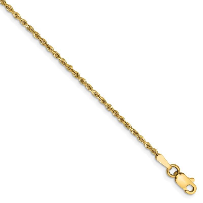 14k 1.50mm Diamond Cut Rope Anklet - Seattle Gold Grillz