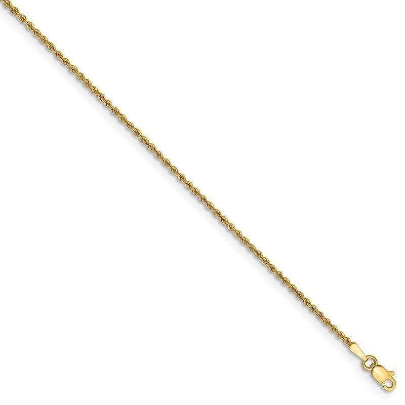 14k 1.50mm Handmade Regular Rope Anklet - Seattle Gold Grillz