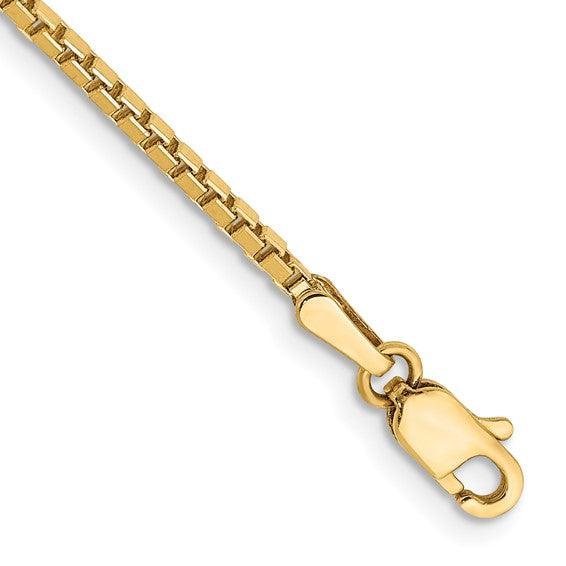 14k 1.5mm Box Bracelet - Seattle Gold Grillz