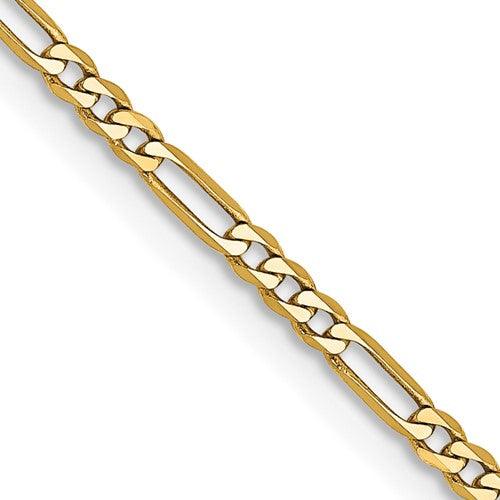 14k 1.80mm Flat Figaro Chain - Seattle Gold Grillz