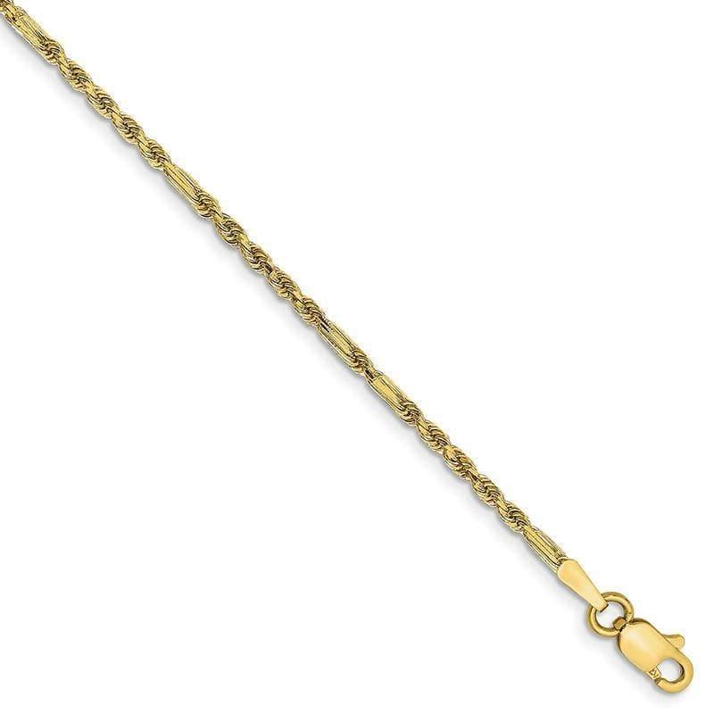 14k 1.8mm Milano Rope Chain Anklet. Weight: 2.61, Length: 10", Width: 2 - Seattle Gold Grillz