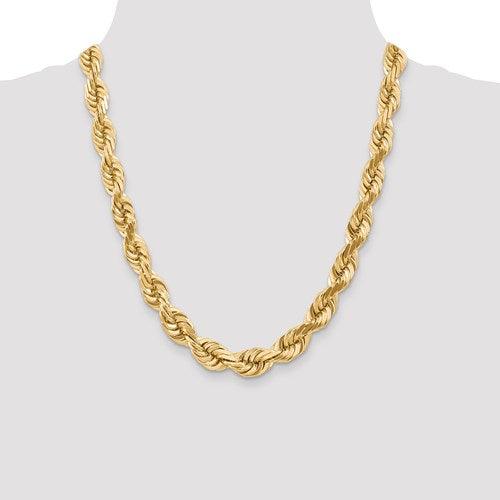 14k 10mm Diamond Cut Rope Chain - Seattle Gold Grillz