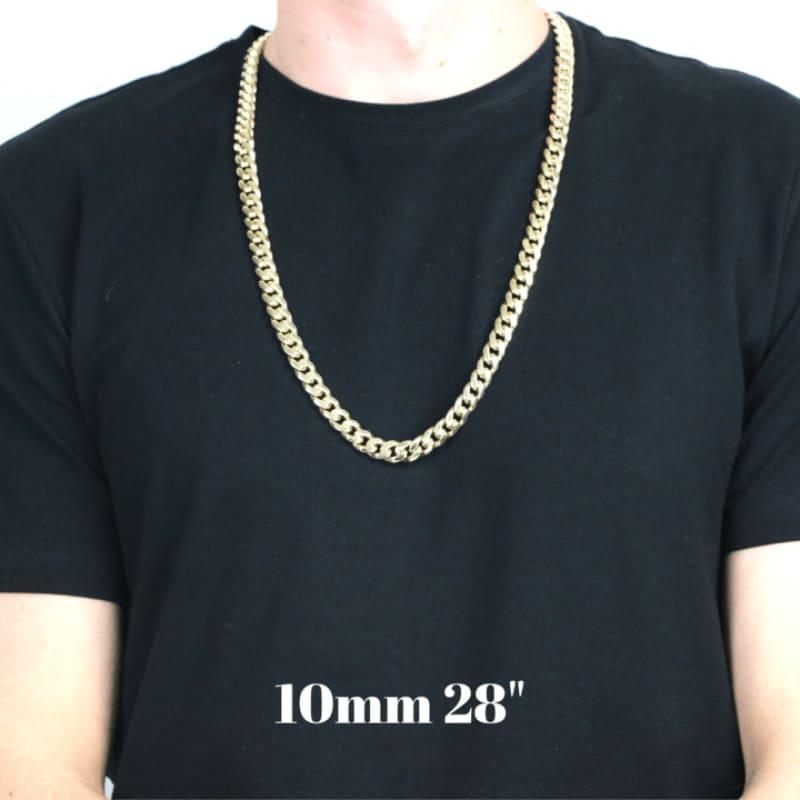 14k 10mm Solid Miami Cuban Link Chain - Seattle Gold Grillz