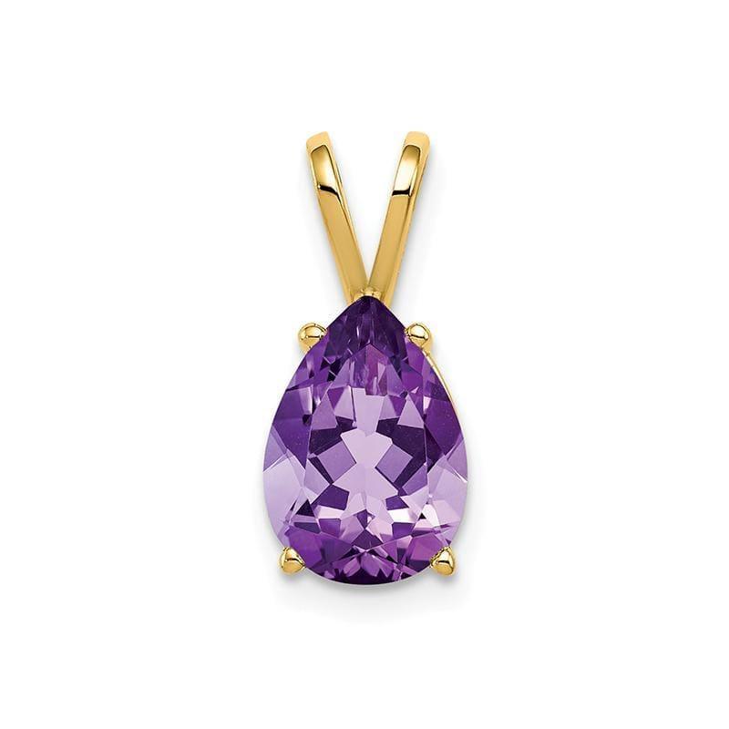 14k 10x7mm Pear Amethyst Checker pendant - Seattle Gold Grillz