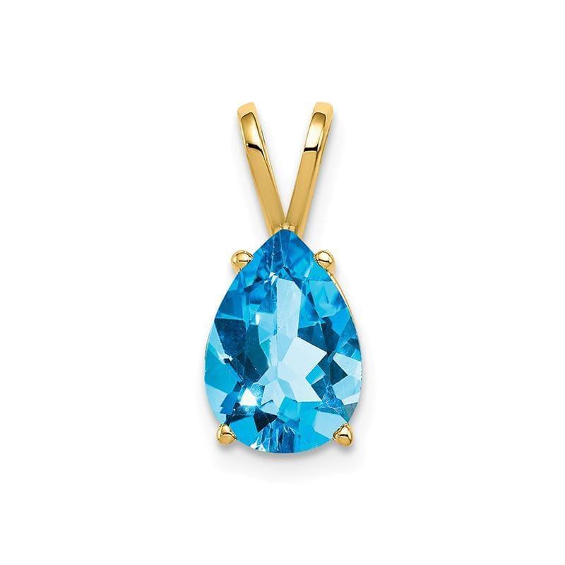 14k 10x7mm Pear Blue Topaz Checker pendant - Seattle Gold Grillz