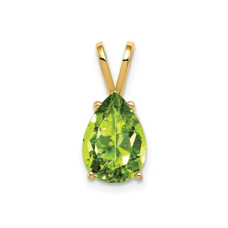 14k 10x7mm Pear Peridot Checker pendant - Seattle Gold Grillz