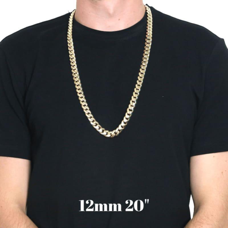 14k 12mm Solid Gold Miami Cuban Link Chain - Seattle Gold Grillz