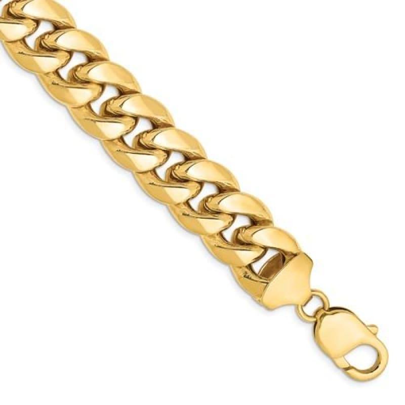 14k 13.2mm Semi-Solid Miami Cuban Bracelet - Seattle Gold Grillz