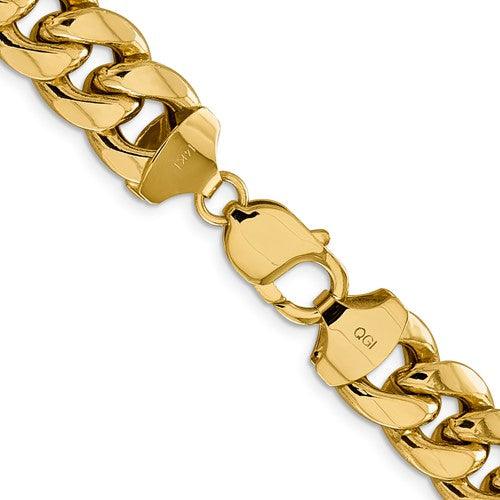 14k 13.2mm Semi-Solid Miami Cuban Link Chain - Seattle Gold Grillz
