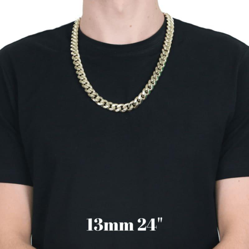 14k 13mm Solid Miami Cuban Link Chain - Seattle Gold Grillz