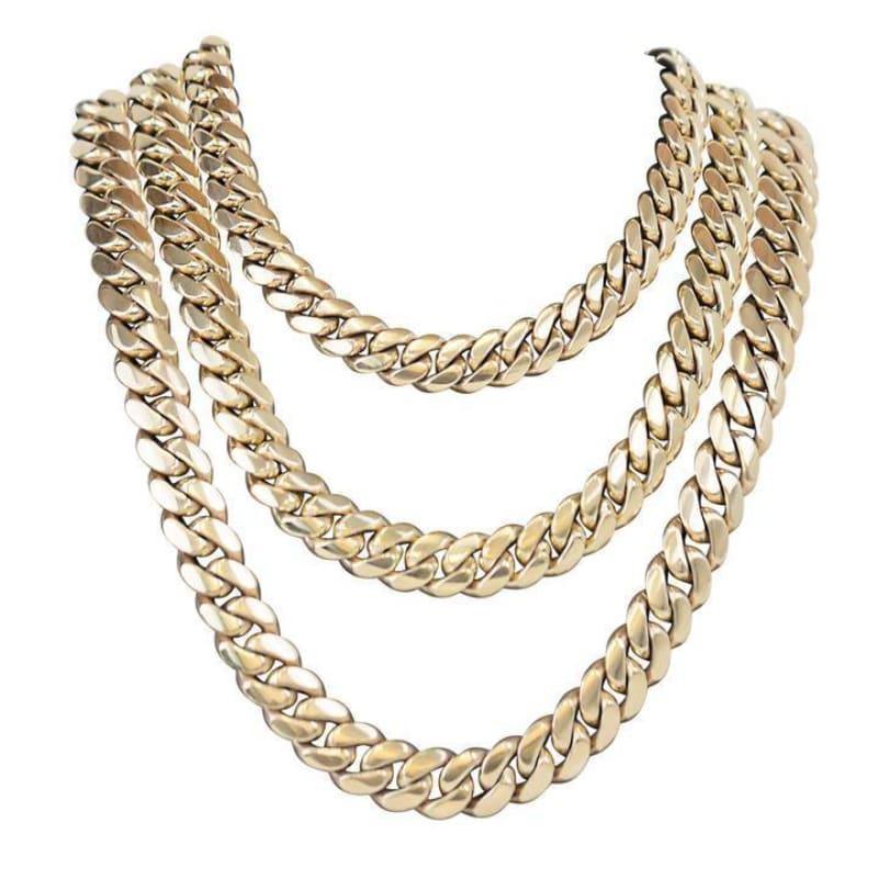 14k 14mm Solid Miami Cuban Link Chain - Seattle Gold Grillz