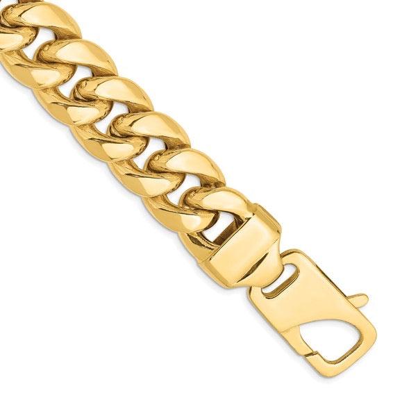 14k 15mm Semi-Solid Miami Cuban Bracelet - Seattle Gold Grills