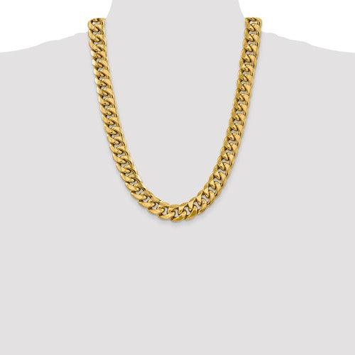 14k 15mm Semi-Solid Miami Cuban Link Chain - Seattle Gold Grillz