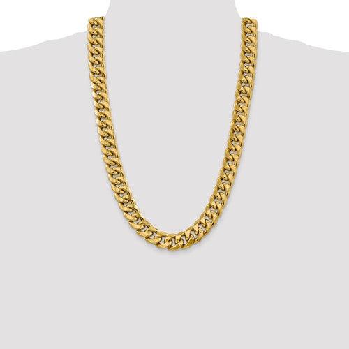 14k 15mm Semi-Solid Miami Cuban Link Chain - Seattle Gold Grillz