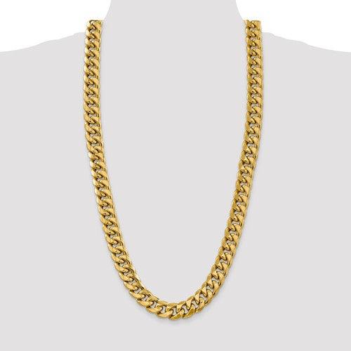 14k 15mm Semi-Solid Miami Cuban Link Chain - Seattle Gold Grillz
