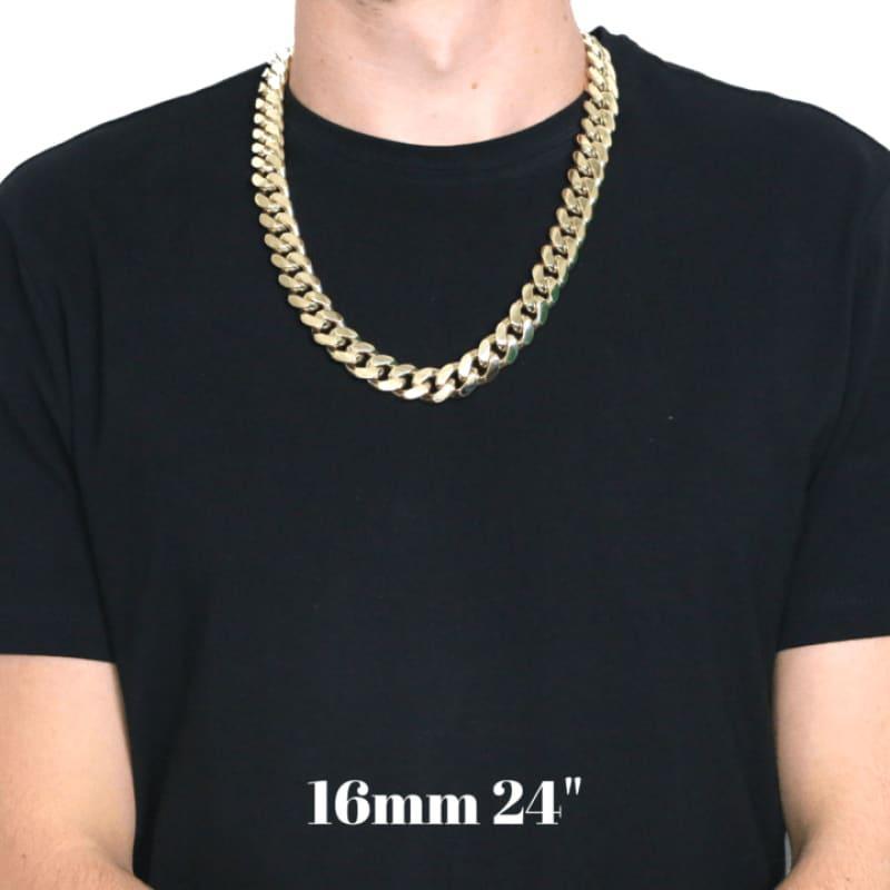 14k 16mm Solid Miami Cuban Link Chain - Seattle Gold Grillz