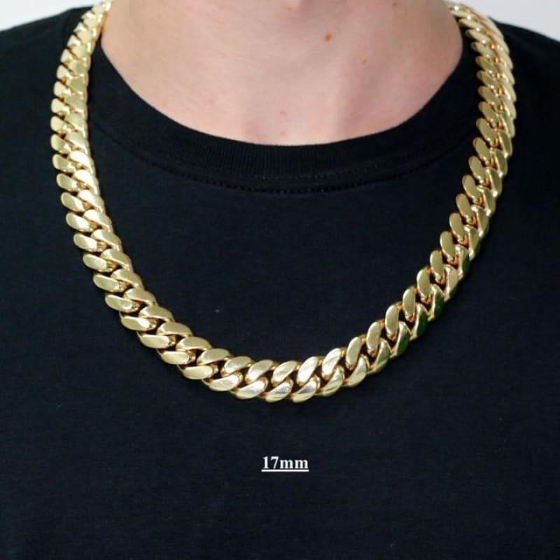 14k 17mm Solid Miami Cuban Link Chain - Seattle Gold Grillz