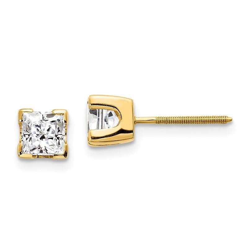14k 1ct SI Princess-cut Diamond Stud Earrings - Seattle Gold Grillz