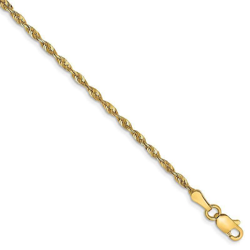 14k 2.0mm D-C Extra-Light Rope Bracelet - Seattle Gold Grillz