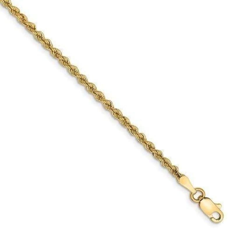 14k 2.25mm 10" Handmade Regular Rope Bracelet - Seattle Gold Grillz