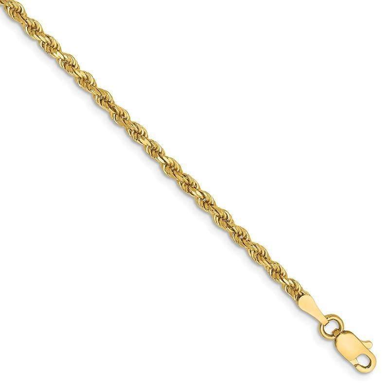14k 2.25mm D-C Rope with Lobster Clasp Anklet - Seattle Gold Grillz