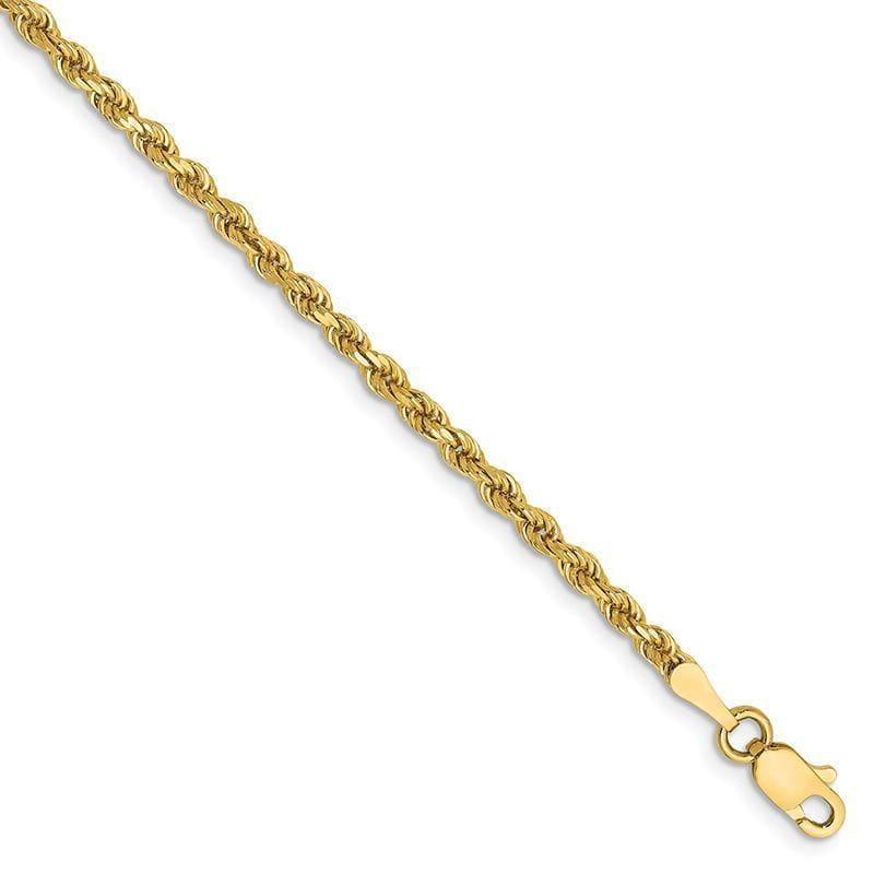 14k 2.25mm D-C Rope with Lobster Clasp Bracelet - Seattle Gold Grillz