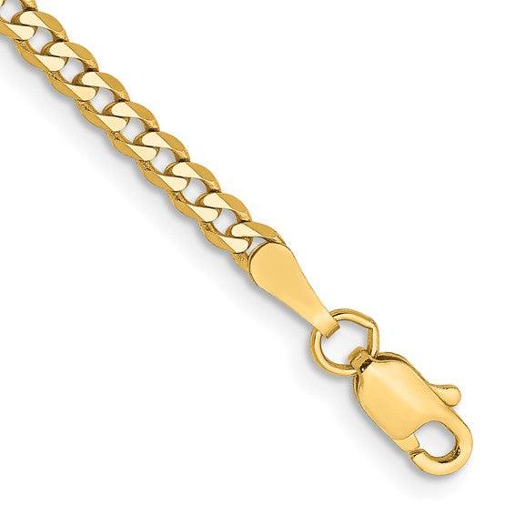 14k 2.3mm Beveled Curb Anklet - Seattle Gold Grillz