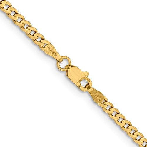 14k 2.3mm Beveled Curb Chain - Seattle Gold Grillz