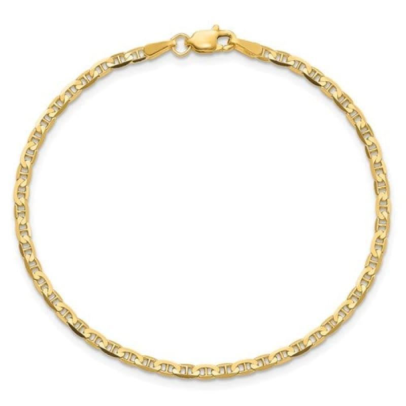 14k 2.4mm Flat Anchor Bracelet - Seattle Gold Grillz