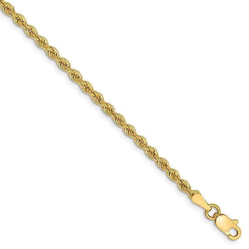 14k 2.5mm Handmade Regular Rope Bracelet. Weight: 5.22, Length: 10", Width: 2.5 - Seattle Gold Grillz