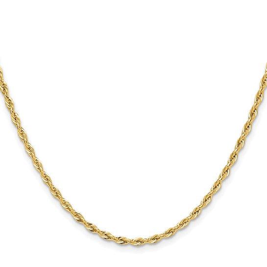 14k 2.5mm Semi-Solid Rope Chain - Seattle Gold Grillz