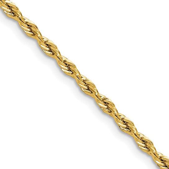 14k 2.5mm Semi-Solid Rope Chain - Seattle Gold Grillz