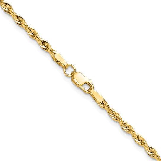 14k 2.5mm Semi-Solid Rope Chain - Seattle Gold Grillz