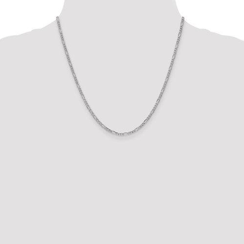 14k 2.5mm White Gold Semi-Solid Figaro Chain - Seattle Gold Grillz
