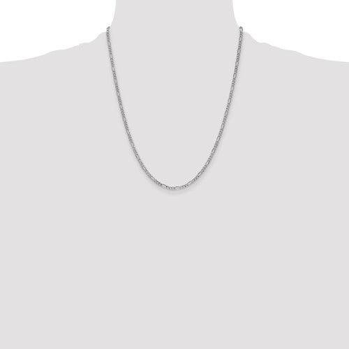 14k 2.5mm White Gold Semi-Solid Figaro Chain - Seattle Gold Grillz