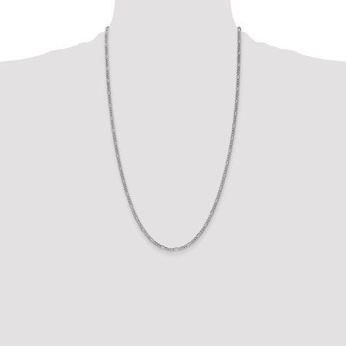 14k 2.5mm White Gold Semi-Solid Figaro Chain - Seattle Gold Grillz