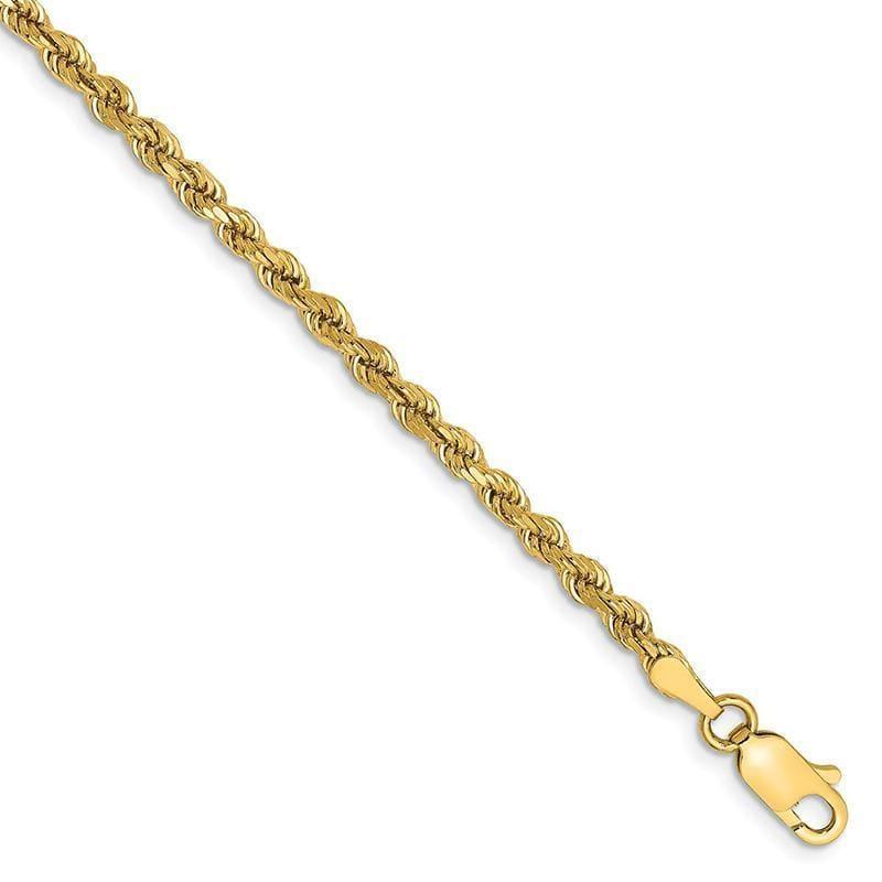 14k 2.75mm Diamond-cut Rope with Lobster Clasp Bracelet - Seattle Gold Grillz