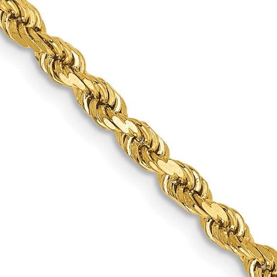 14k 2.75mm Diamond-cut Rope with Lobster Clasp Chain - Seattle Gold Grillz