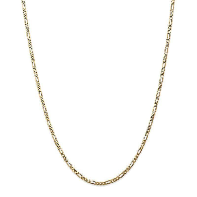 14k 2.75mm Flat Figaro Chain - Seattle Gold Grillz
